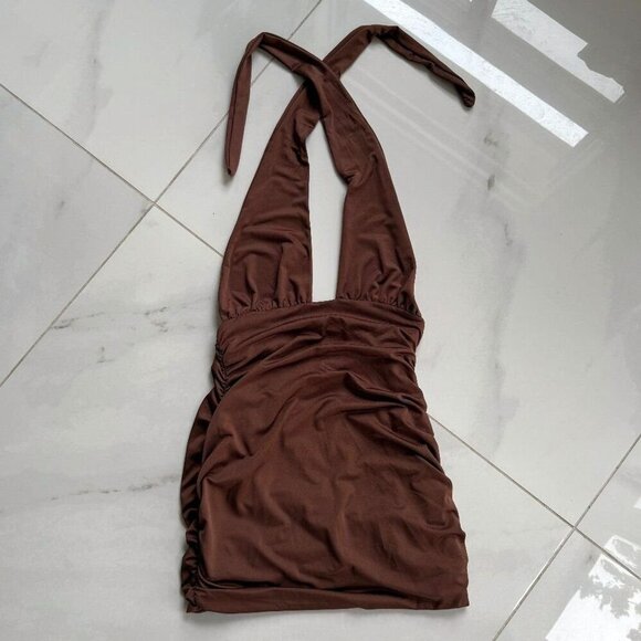 SHEIN | Mini Dress | Small | Brown | High Stretch Backless Bodycon - Picture 2 of 6